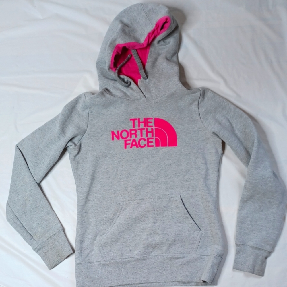 The North Face grey & pink hoodie in XS Women's